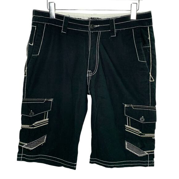 Buckle 32 Standard Black Solid Cargo Stretch Short Vibrant Y2K Baggy - Picture 1 of 9